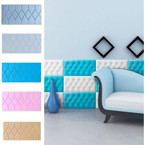 Bed Wall Sticker Self-adhesive Headboard Soft Pack Crash Tatami Pack Wall Paper Imitation Pack Bedside Bumper 3D Home Room Decor