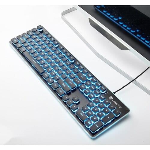 New Girly Pink Office Mechanical Hand Feeling Wired Keyboard 104-key USB Interface LED Backlight Metal Panel For PC Laptops