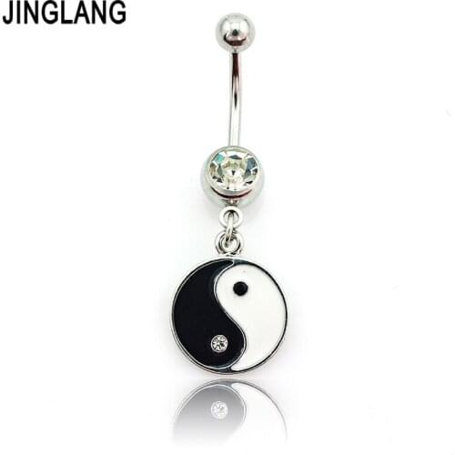 New Arrival! Fashion Navel Rings Silver Gray Surgical Steel Chinese Tai Chi Belly Button Ring Piercing Jewelry