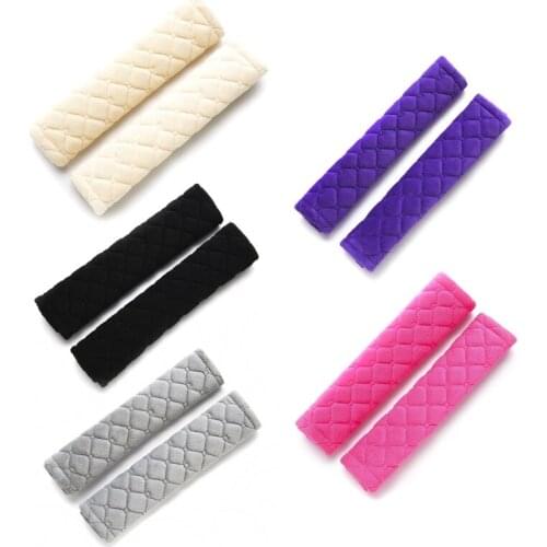 Null 2pcs/set Car Seatbelt Crystal Plush Cover Seat Belt Shoulder Strap Protective Covers Comfortable Harness Sleeves for t.u.k