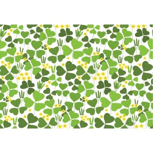 Holiday Backdrop Green Clover with Yellow Flowers Photography Background Celebration Photo Booth Studio Decor