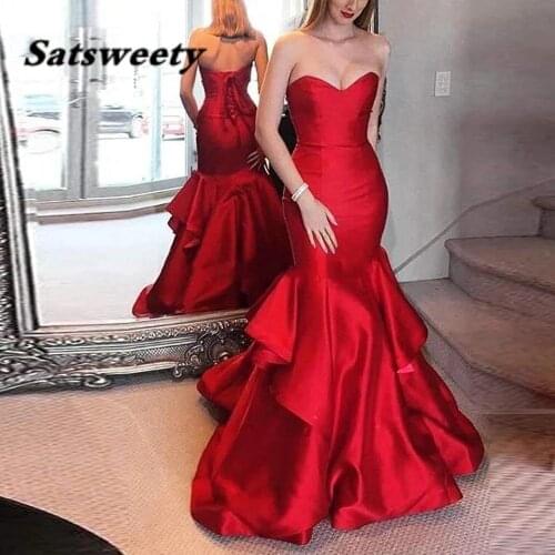 Mermaid Evening Dresses Court Train Special Occasion Celebrity Sweetheart Vestidos De Fiesta Fast Delivery 2022