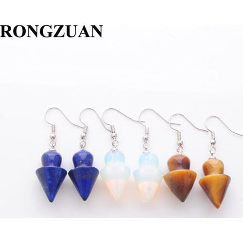 Dangle Earrings Women Jewelry Natural Stone Beads Mushroom shape multiple Lapis Lazuli Turquoises Aventurine Rose Quartzs TBR333