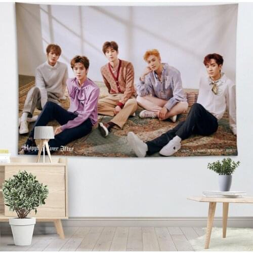 High Quality NU'EST KPOP Tapestry Wall Hanging Tapestries Cloth Fabric Print For Living Room Decorative Wall Blanket 2.25