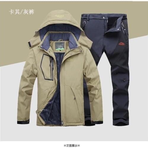 Winter Ski Suit Men Windproof Waterproof Snowboard Jacket and Pants Outdoor Super Warm 2 in 1 Thermal Fleece Snow Coat Ski Sets