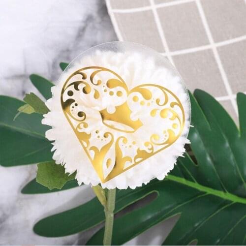 Free Shipping 600pcs/lot Golden Sealing Sticker Cake bake DIY Handmade Labels Heart Party Gift Packing Sealing Sticker