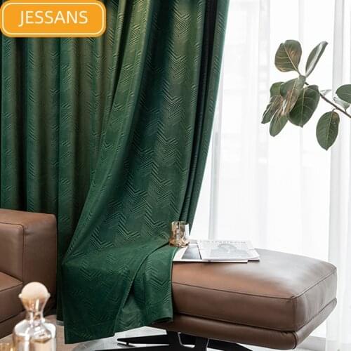 2021 Light Luxury Nordic Flannel Curtain Pure Color Velvet Blackout Curtains for Living Room Bedroom Finished Customization