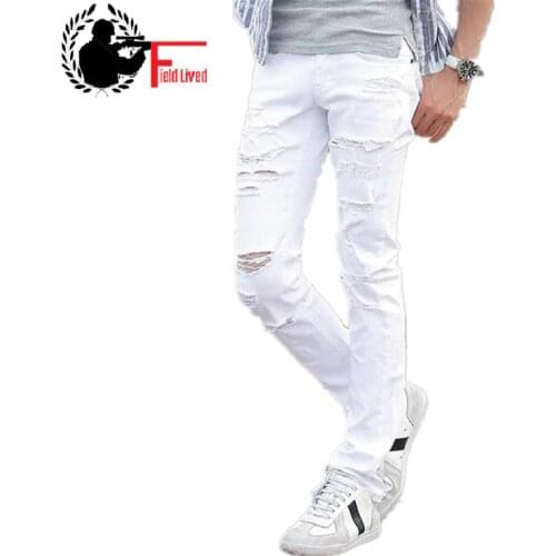 2021 New White Ripped Jeans Men With Holes fashion Skinny Famous Designer Brand Slim Fit Destroyed Torn Jean Pants For Male
