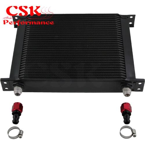 7 Row AN8 Universal Aluminum Engine Transmission 248mm Oil Cooler British Type w/ Fittings Kit BLACK