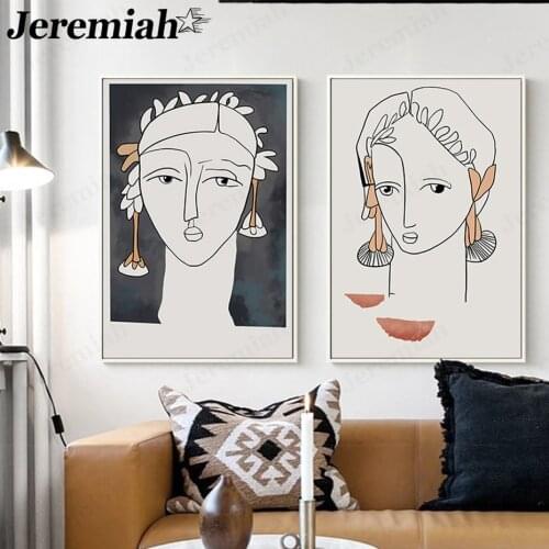 Abstract Figure Silhouette Decoration Simple Girl with Earrings Poster Wall Art Print Modern Living Room Home Decoration