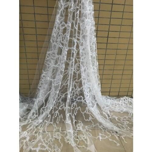 African Lace Fabric SYJ-3888819 with sequin Embroidered Nigerian Laces Fabric Bridal High Quality Tulle Lace Fabric For Wedding