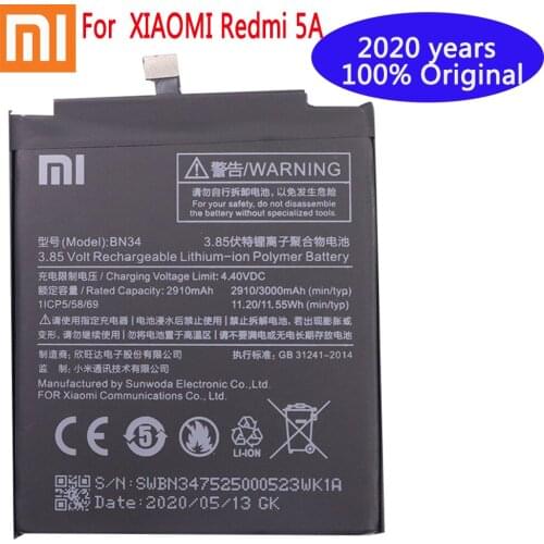 2020 years xiaomi Original Battery for XIAOMI Redmi 5A Battery BN34 Replacement Battery 2910mAh High Capacity Phone Batteries