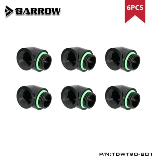 Barrow 4/6pcs G1/4 90 Degree Fittings Elbow , Water Cooling Adaptor, Watercooling Build Fittings Black White Silver TDWT90-B01