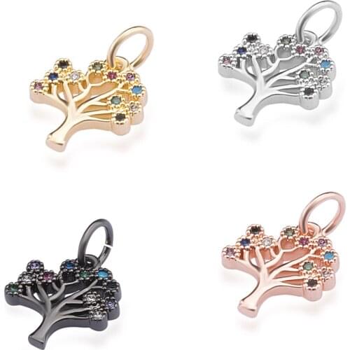 Lucky tree high quality pendant necklace jewelry connector accessories diy jewelry necklave making gift cubic zirconia hole