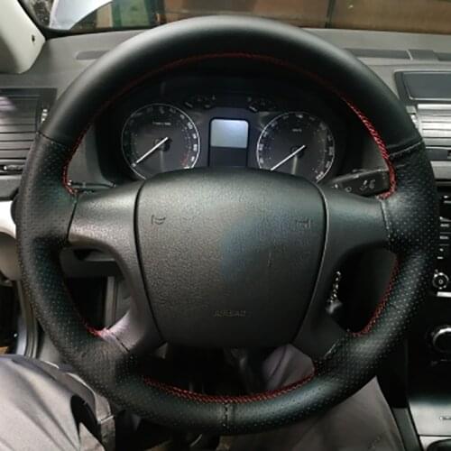 DIY Custom Car Steering Wheel Cover For Old Skoda Octavia 2005-2009 Fabia 2005-2010 Leather Braid For Steering Wheel Accessories
