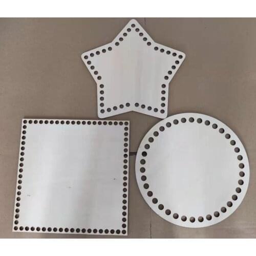 Handmade Wooden Crochet Base 20cm Square + Round + Star Weaving Basket Bottom