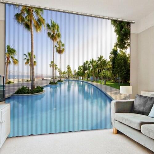 Home Decor Living Room Natural Art 3D Window Curtains For Bedding room beach scenery