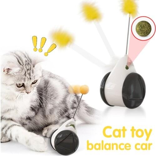 Tumbler Swing Toy For Cats Kitten Interactive Lrregular Rotating Mode Cat Chasing toy Balance Car With Catnip Funny Pet Products
