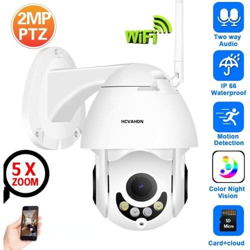 1080P PTZ Wifi IP Monitoring Cameras Outdoor 5X Zoom Two Way Audio CCTV Security Network Video Surveillance Camera 2MP Wireless