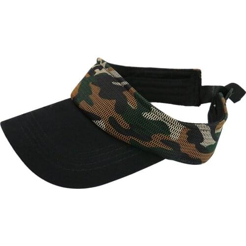 Camo Summer Mesh Visor Hats for Hiking Running Sun Protected Mens Womens Visor Cap Blue Grey