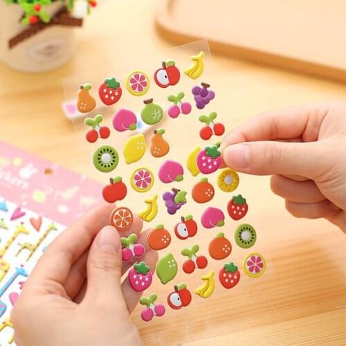 Korean Creative Stationery Cute Cartoon Animal Fruit Bubble Cotton Stickers Mobile Phone Decoration Paste Hand Account Stickers