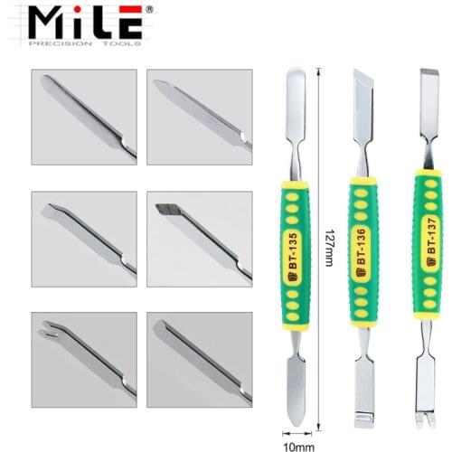 MILE 3 in 1 Dual Ends Metal Spudger Set Prying Scraper with Non-slip Handle for Tablet Phone Repair Tool Kit Hand Tool Sets