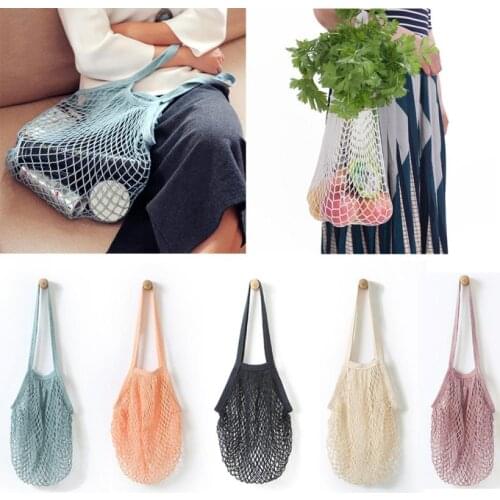 Fashion String Shopping Fruit Vegetables Grocery Bag Shopper Tote Mesh Net Woven Cotton Shoulder Bag Hand Totes Storag bag 40P
