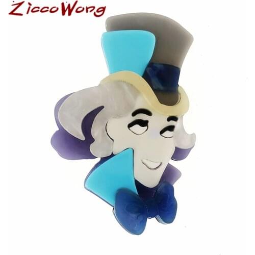 ZiccoWong Fashion Modern Magician Figure Brooch Pins For Men Boys New Creative Blue Hat Gentleman Badge Brooch Suit Jewelry