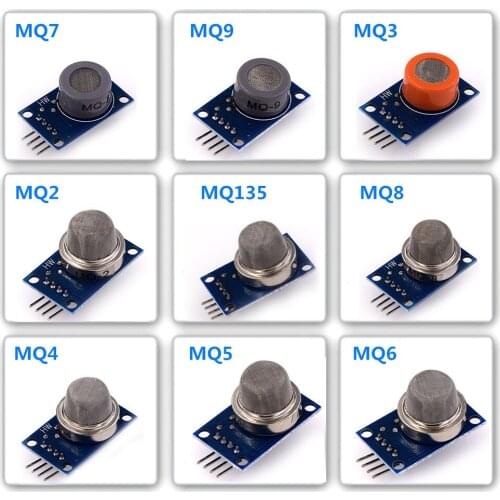 9pcs/lot Gas Detection Sensor Module MQ-2 MQ-3 MQ-4 MQ-5 MQ-6 MQ-7 MQ-8 MQ-9 MQ-135 Sensor Module Gas Sensor Starter Kit
