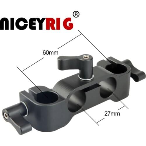 NICEYRIG 15mm Rod Rail Clamp Adapter DSLR Camera Base plate Vertical Horizontal Double Rods Camera Rig Flash Led Light Monitor