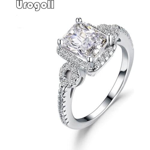 New Noble Ring 925 Sterling Silver Women Ring Luxury Square Zirconia Rhinestone Jewelry Wedding Ring For Girl Party Decoration
