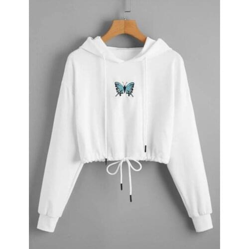 Fall/Winter Womens Sweatshirt 2021 New Print Short Hooded Slim Simple Sweatshirt Casual Sudadera Mujer Em