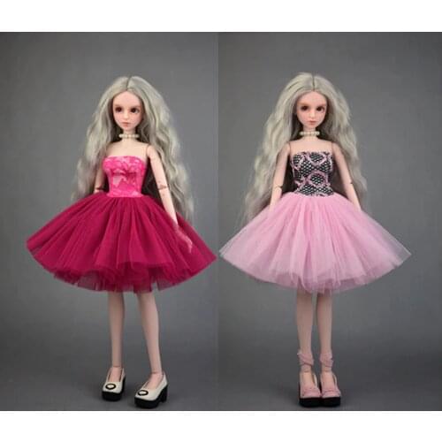 Sweet Dress Gown Pink Red Black Outfit Clothing Party Wedding Dress For 1/4 BJD SD Xinyi 45-50CM Doll toys for girls xmas