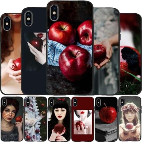 Princess eating apple black Silicone Phone Case For iPhone 12 XR XS Max 5 5S SE 2020 6 6S 7 8 PLUS X 11Pro Max 11 Cover