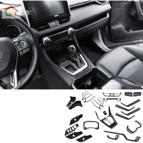 Car Dashboard Screen frame Chrome Interior trims Car Interior carbonfiber Decoration For Toyota RAV4 RAV 4 XA50 50 2019 2020