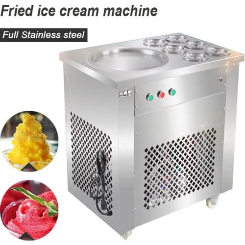 Fried ice cream roll machine ice pan Fry flat ice cream maker Full Stainless steel yoghourt fried ice cream machine 220v 1200w