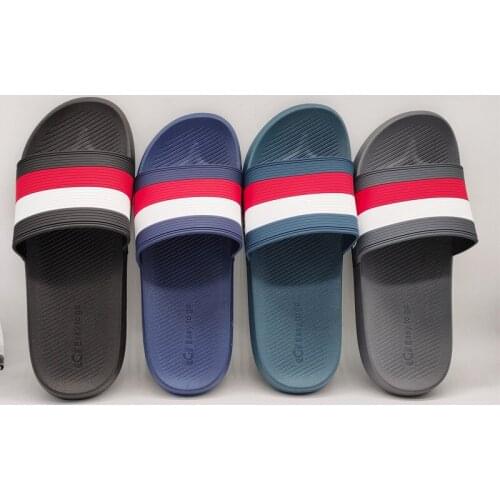 Men Slippers Home Flip Flops Gingham Style Bathroom Slides Male Outside Fashion Stripe Women Couple Soft Sole Sepatu Pria Man