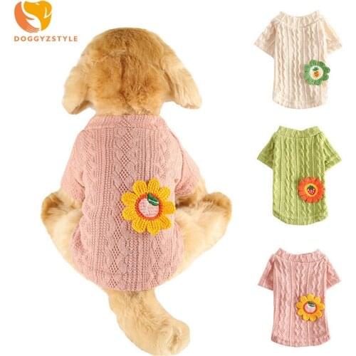 Cute Floral Dog Sweater Winter Pet Clothes for Small Medium Dogs Puppy Cat Jumpers Pullover Chihuahua Yorkies Outfits XS-XXL