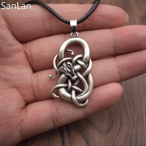 Infinity Symbol Norse Celtics Dragon Vikings Pendant Necklace Scandinavian Norse Jewelry