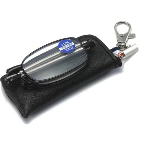 Folding Glass Lenses Metal Reading Glasses Convenient Zipper Bag Men Women Old Man Eyewear +100 +1.5 +2.0 +2.5 +3.0 +4.0 GH960