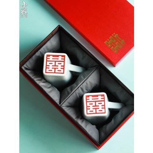 Handmade wedding gift box creative personalized custom new wedding ceramic mug milk coffee tea cup Chinese traditional teacup