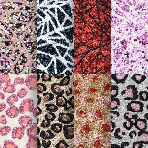 20x33cm Bump Texture Ink Print Glitter Faux Leather Sheets Sequins Synthetic Leather for DIY Earrings Hair Bow,1Yc19654