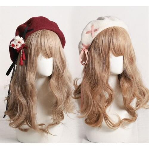 Warm Lolita Berets Wool Blend Hat Women Girls Lace-up Sailor Style College Students Cap B1674