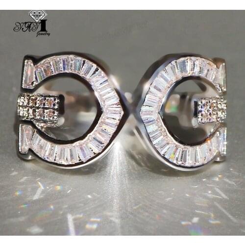 YaYI Jewelry Princess Cut 6.4 CT White Zircon Silver Color Engagement Rings wedding Heart Rings Girls Party ring Gifts 909