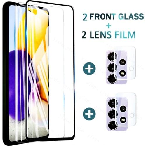 4 in 1 Tempered Glass For Samsung Galaxy A72 5G 4G Screen Protector Full Cover Camera Lens Film For Samsung A72 A 72 A725F A726B