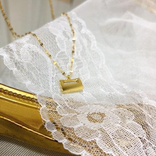 Forever Love Tarnish Free Stainless Steel Jewelry for Women 18k Gold Girl Concentric Lock Pendant Chains Necklaces Wife Gifts