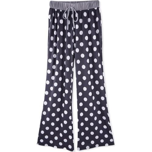 Polka Dot Print Spring Casual Womens Sleep Bottoms Elastic Drawstring Waist Pyjamas Women Trousers Loose Home Trousers Pants