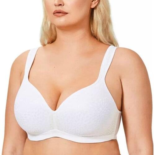 Womens Underwired Bra Jacquard Full Coverage Support Foam Contour Underwear Push Up Bra Lingerie for Woman 34~44 C D DD E