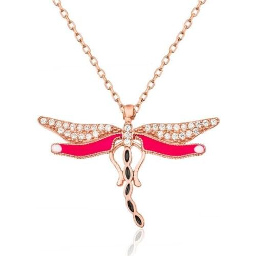 Real Silver 925 Jewelry Silver Dragonfly Women Necklace