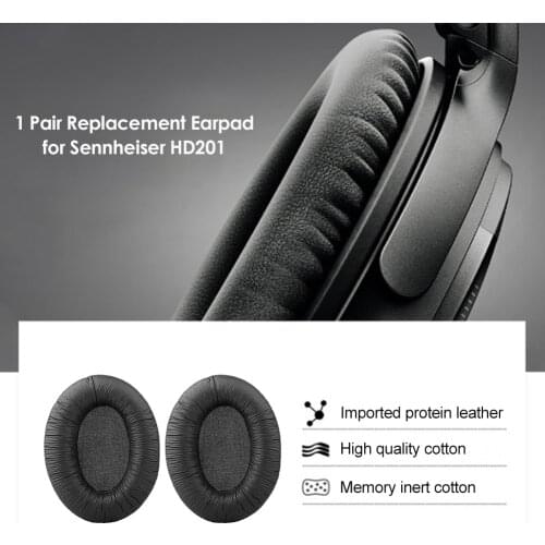 1 Pair Leather Replacement Ear Pads for Sennheiser HD201 HD180 HD201S Headphones Headset Cover Cushion Replacement